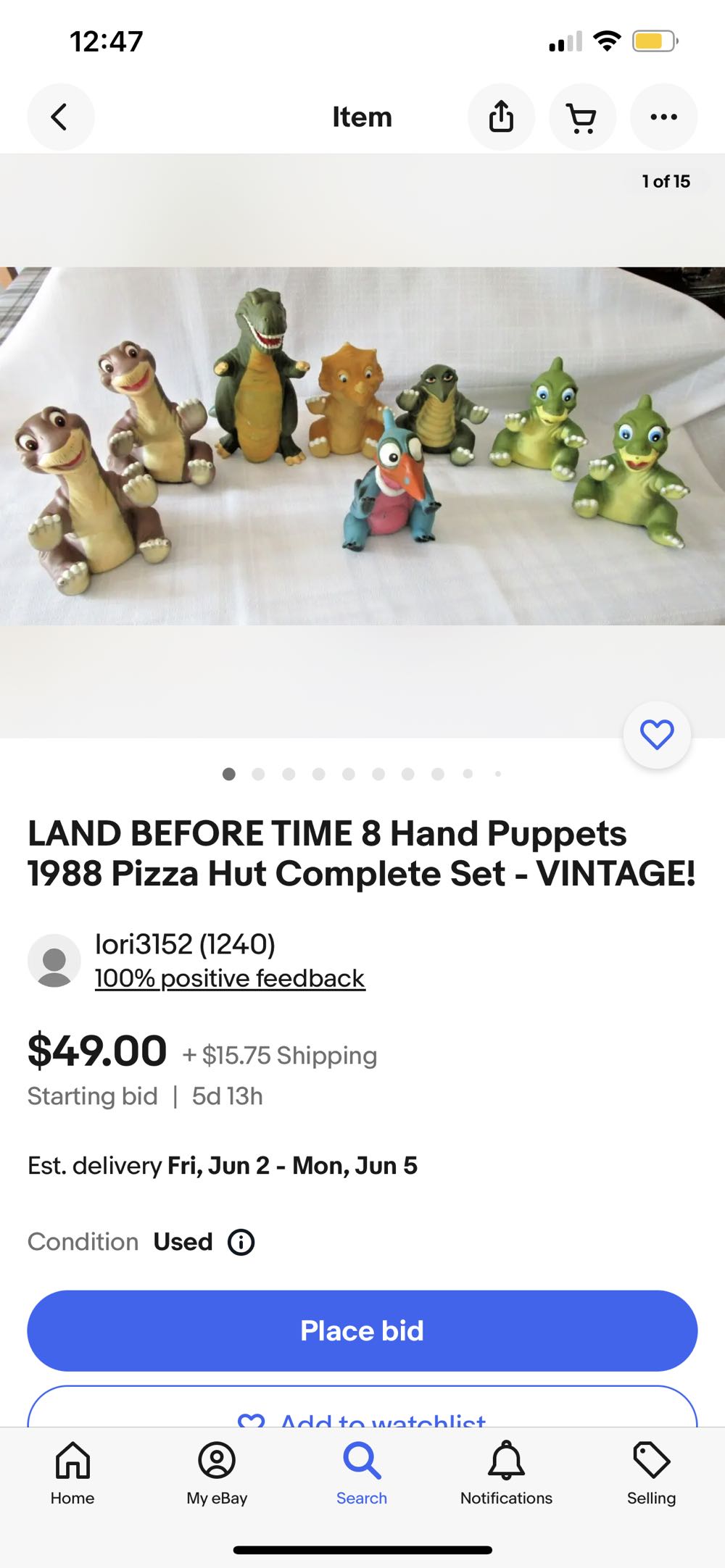LAND BEFORE TIME 1988 Pizza Hut - U.C.S & Amblin (Land Before Time) action figure collectible - Main Image 2