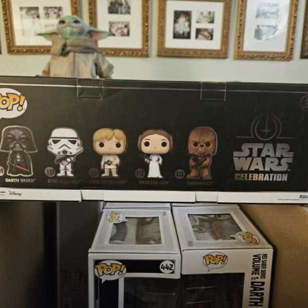 5 Pack Darth Vader Stormtrooper Luke Skywalker Princess Leia And Chewbacca 5 Pack Shared Galactic Convention Amazon Exclusive  (Funko Pop!) action figure collectible [Barcode 889698641227] - Main Image 3