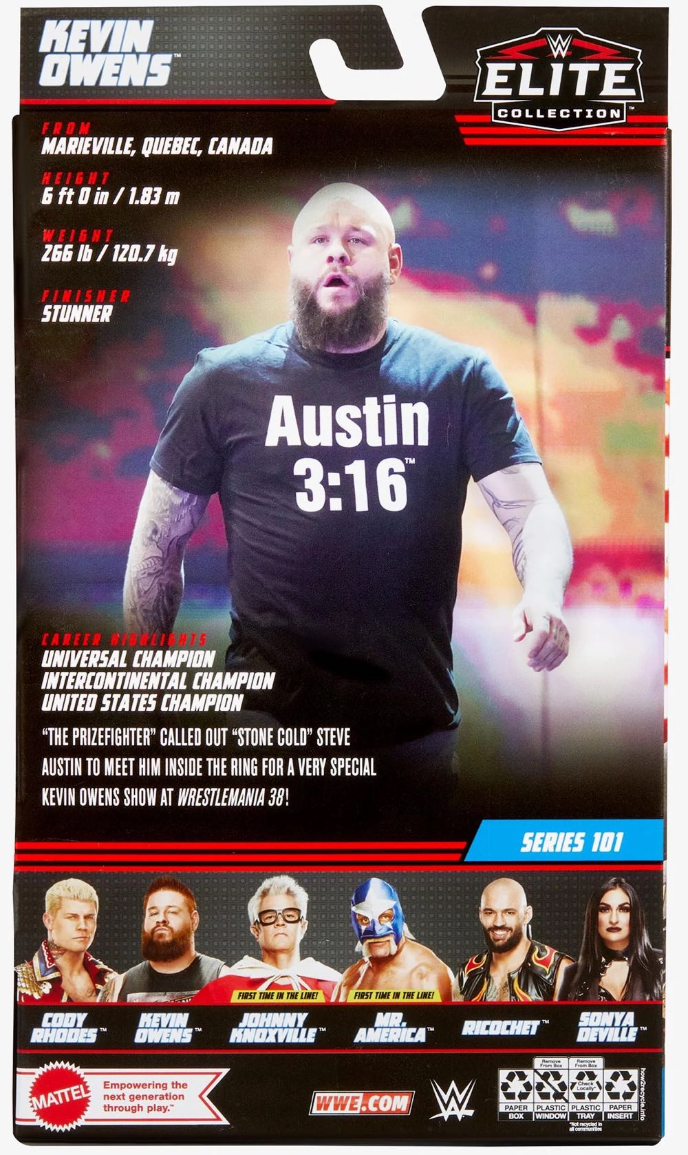 Kevin Owens - WM38 - Mattel (WWE Elite Series 101) action figure collectible [Barcode 194735105151] - Main Image 3
