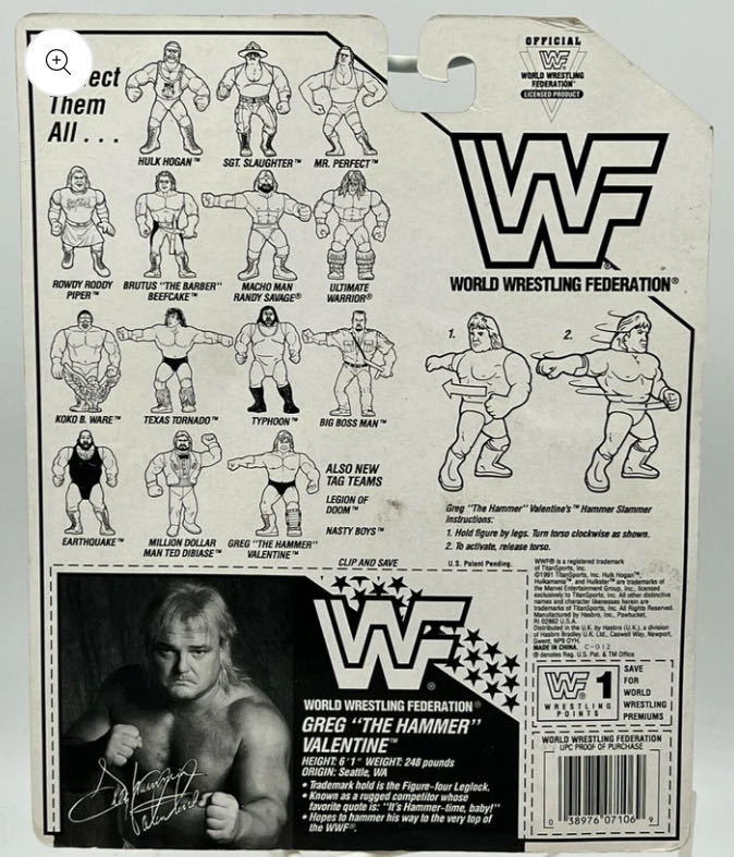 Hasbro Series #3 - WWF Hasbro (Greg The Hammer Valentine) action figure collectible - Main Image 2