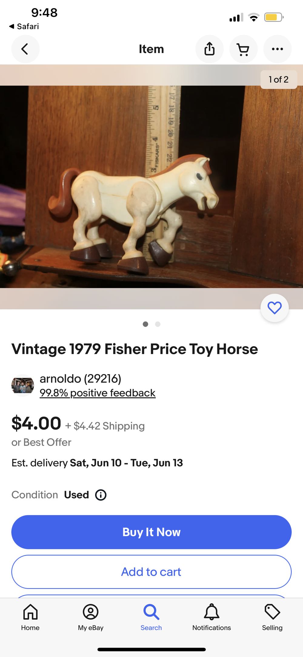 Fisher Price Toy Horse 1979 - Fisher-price action figure collectible - Main Image 2