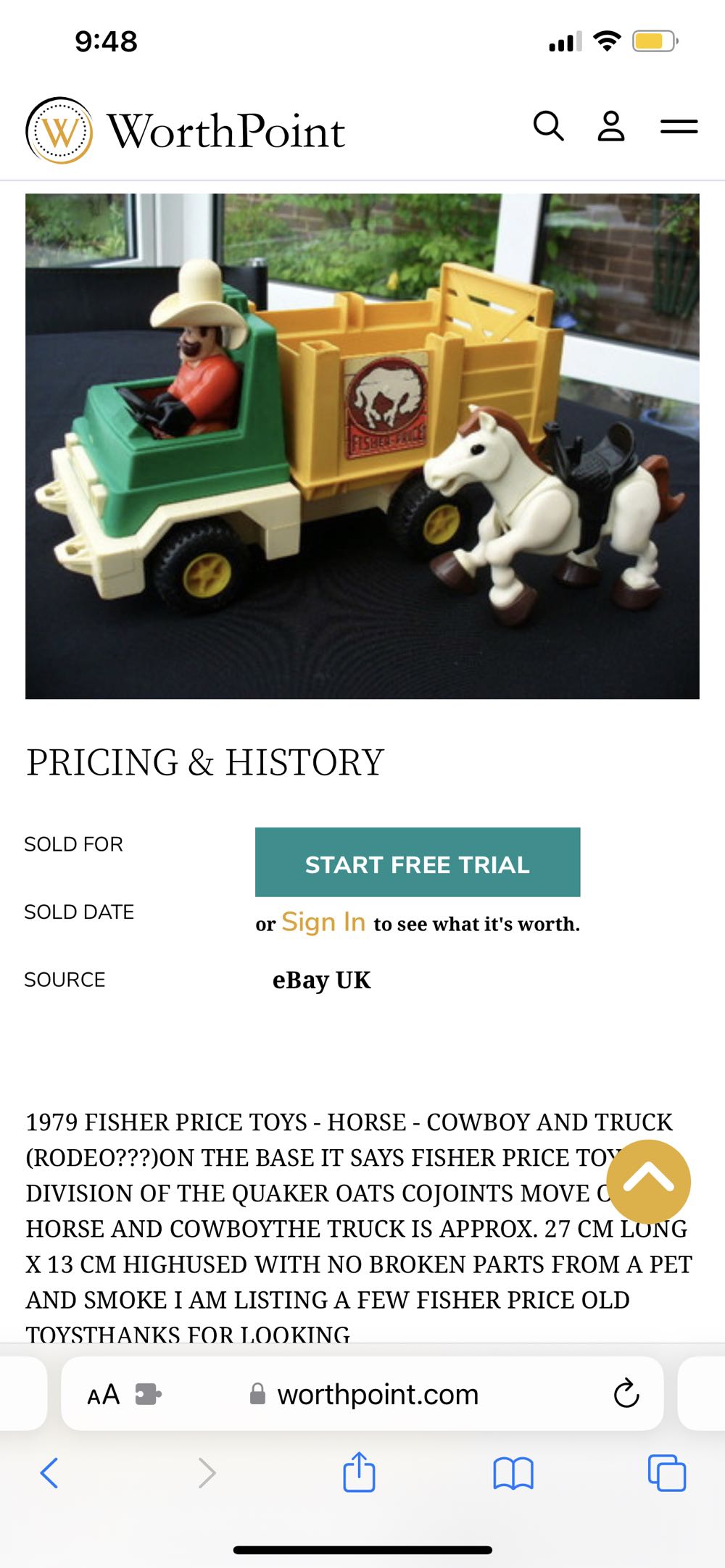 Fisher Price Toy Horse 1979 - Fisher-price action figure collectible - Main Image 3