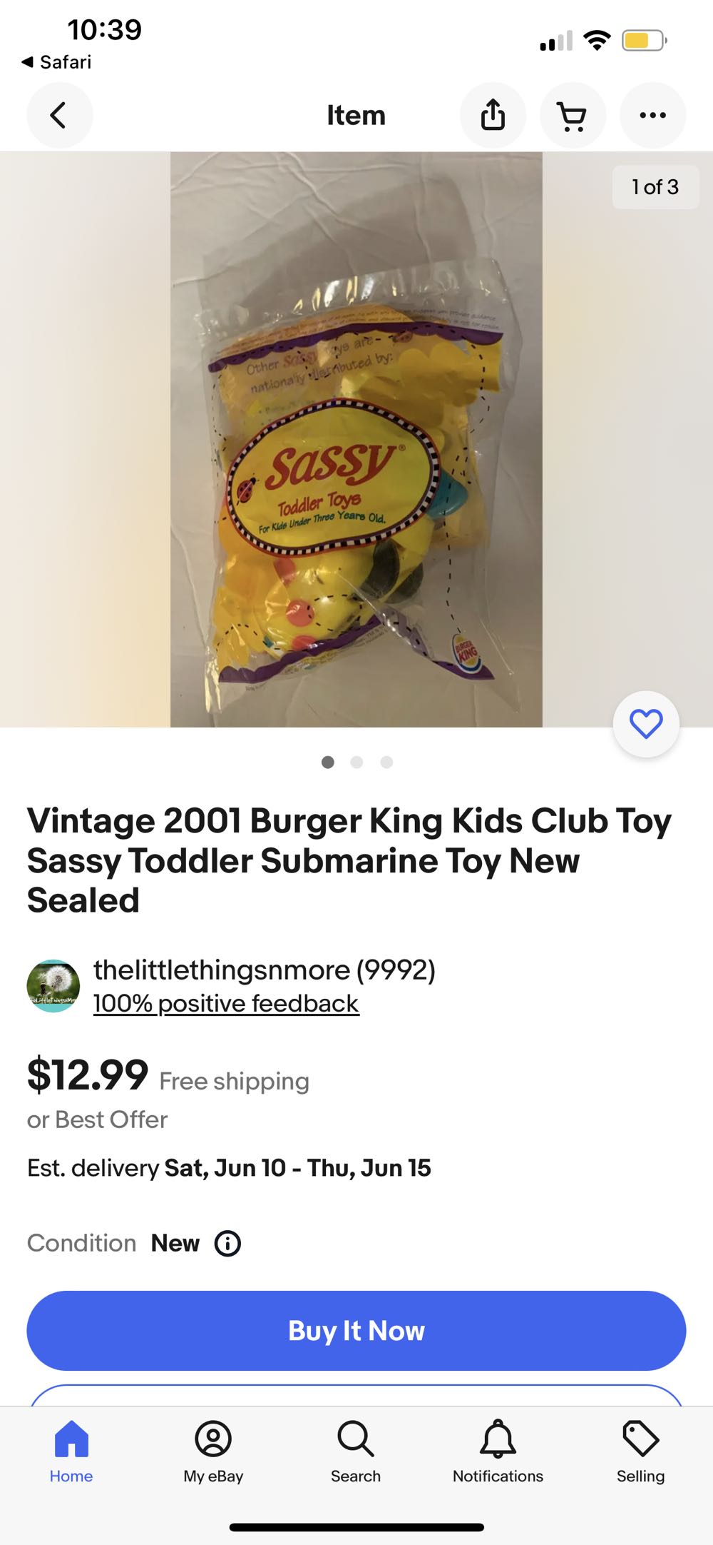 Sassy Burger King Rattle  action figure collectible - Main Image 2