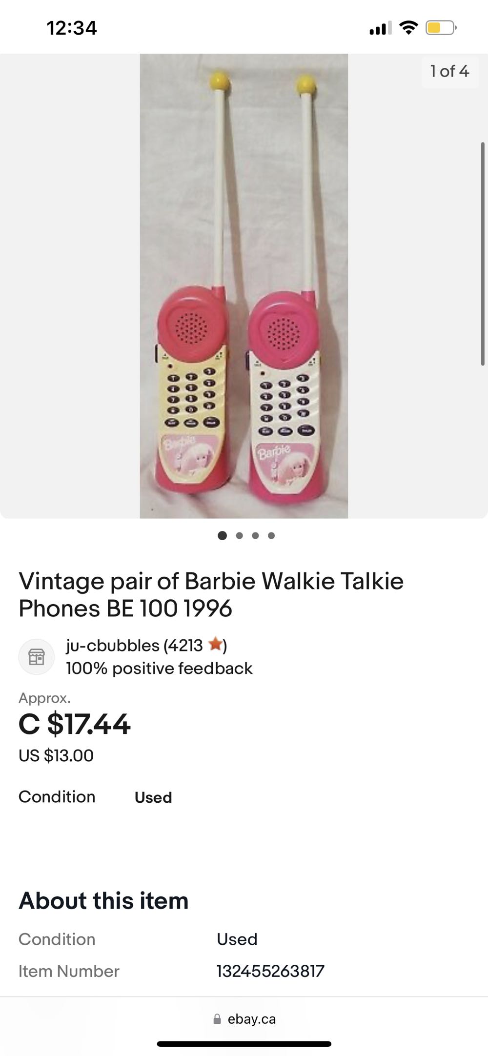 Barbie Walkie Talkie Phone BE 100 1996 - KIDdesigns (Barbie) action figure collectible - Main Image 3