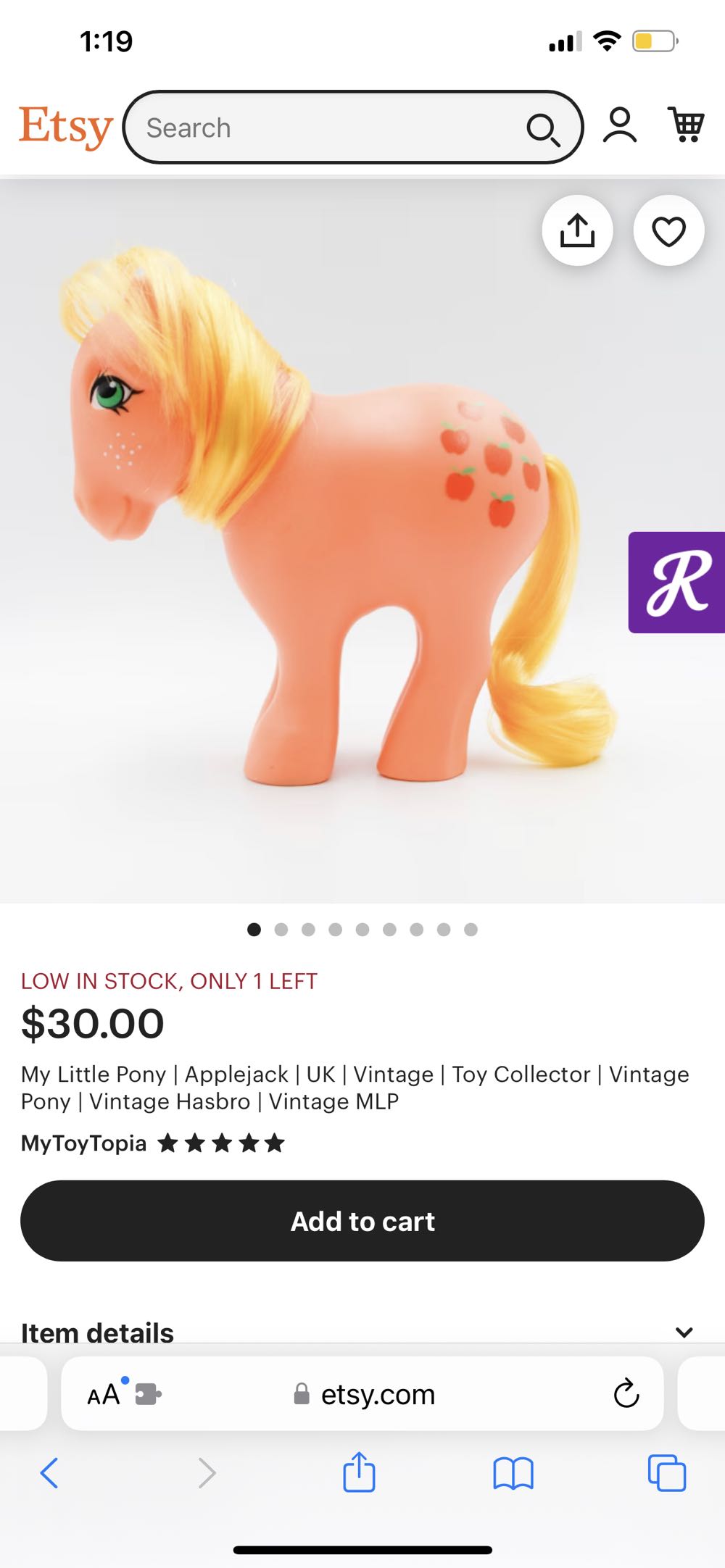 1980’s G1 Vintage My Little Pony Bow Tie (Earth Ponies) 242-13 - Hasbro action figure collectible - Main Image 4