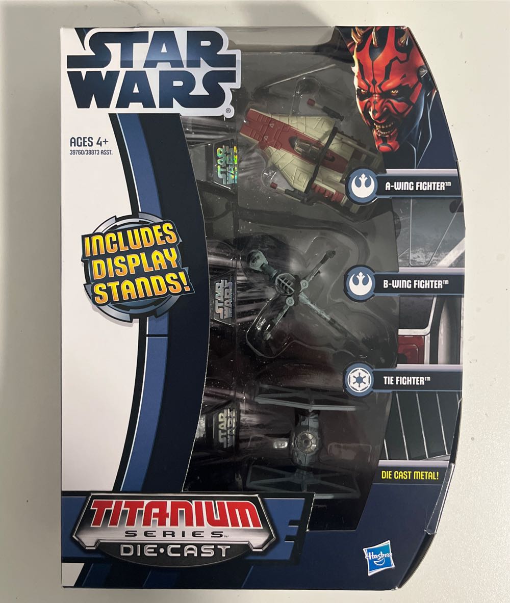 Star Fighter 3 Pack(A-Wing, B-Wing, TIE Fighter Set) - Hasbro (Titanium Die-Cast Series) action figure collectible [Barcode 653569721116] - Main Image 2