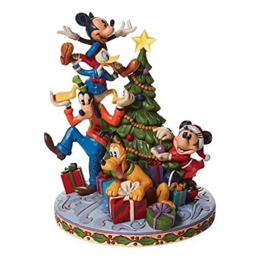 Mickey And Minnie - Disney The Fab Five Decorating The Christmas Tree Lit Figurine 8.26 Inch Multicolor - Enesco (Christmas) action figure collectible [Barcode 028399294800] - Main Image 1