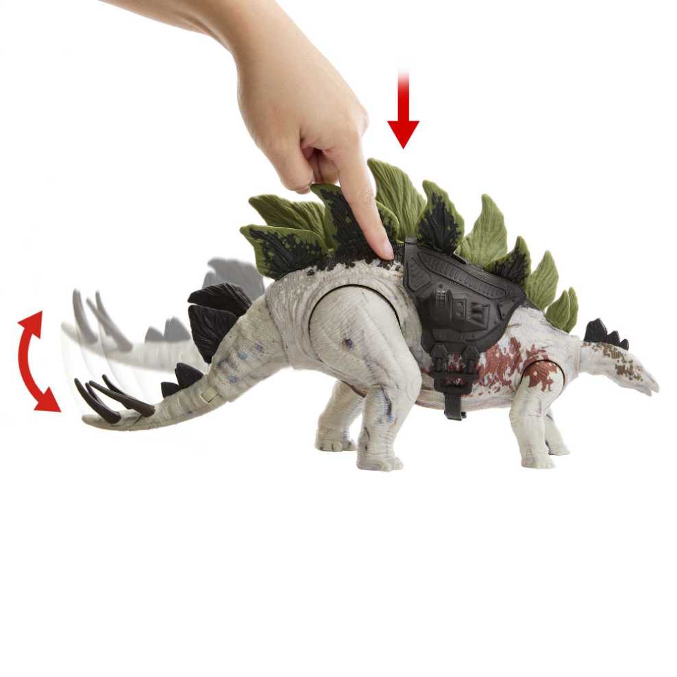 JP Stegosaurus Action Figure Toy With Attack Motion & Tracking Gear - Mattel - Jurassic World (Jurassic World Dominion) action figure collectible [Barcode 194735116799] - Main Image 3