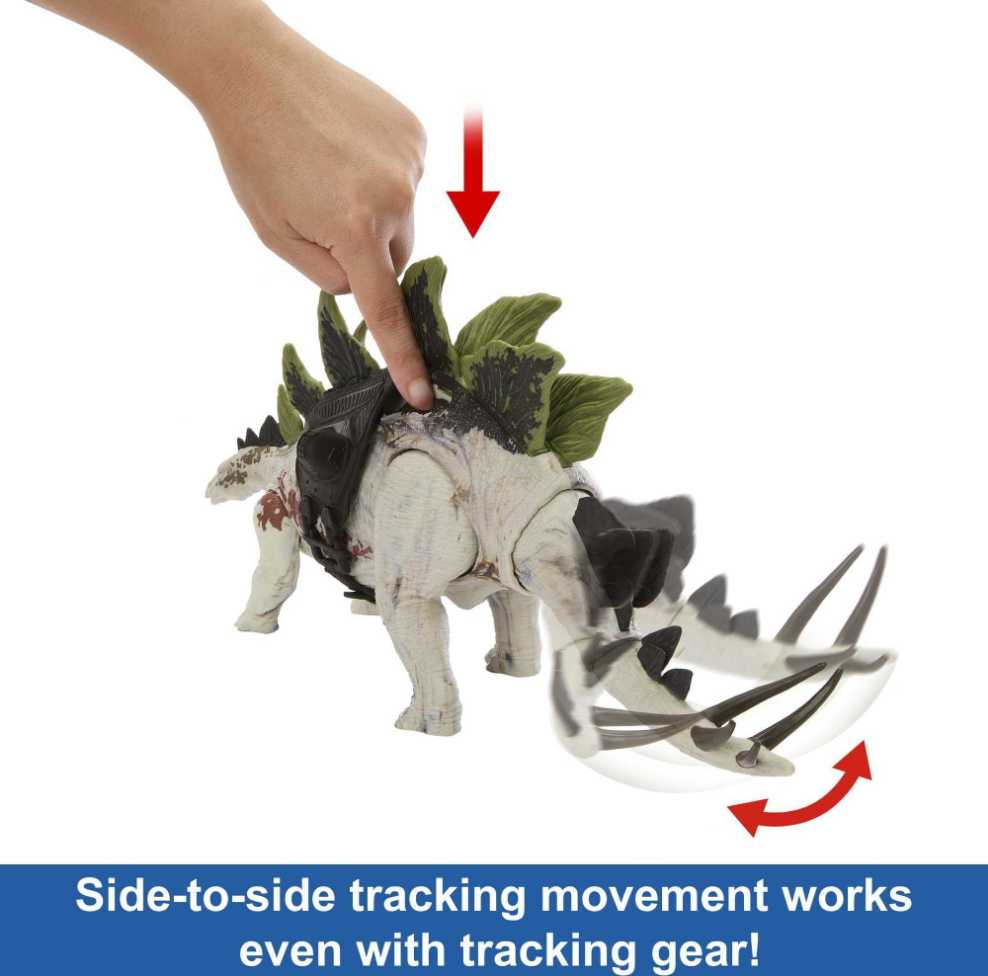 JP Stegosaurus Action Figure Toy With Attack Motion & Tracking Gear - Mattel - Jurassic World (Jurassic World Dominion) action figure collectible [Barcode 194735116799] - Main Image 4