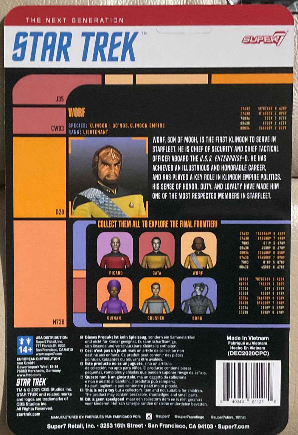 Star Trek: The Next Generation (Super7) - Worf - Super7 (Star Trek: The Next Generation) action figure collectible - Main Image 2