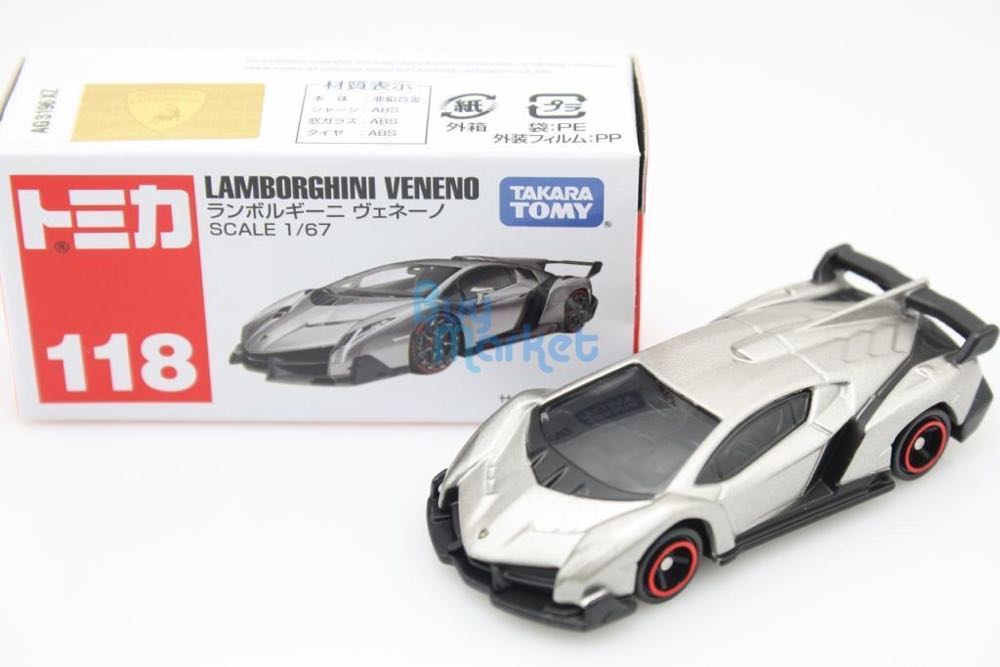 Takara Tomy Tomica Lamborghini Veneno Gray No. 118 - Tomica action figure collectible [Barcode 4904810801290] - Main Image 3
