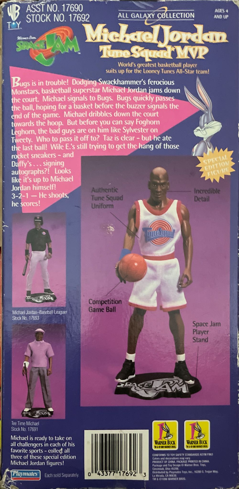 Michael Jordan Space Jam Tune Squad Mvp Vintage Doll Unopened New Box Tunes Playmates Basketball Wb Nib Nba  action figure collectible [Barcode 043377176923] - Main Image 2