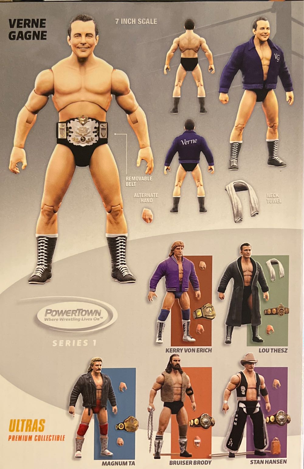 Wrestler Verne Gagne - PowerTown Wrestling - Powertown (Professional Wrestling) action figure collectible [Barcode 860009599901] - Main Image 3