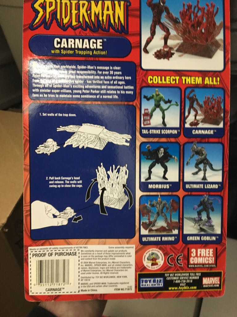 Carnage (Spider Trapping Action) - Spider-Man Classics (Toy Biz) (Spider-Man Classics) action figure collectible [Barcode 035112718727] - Main Image 2