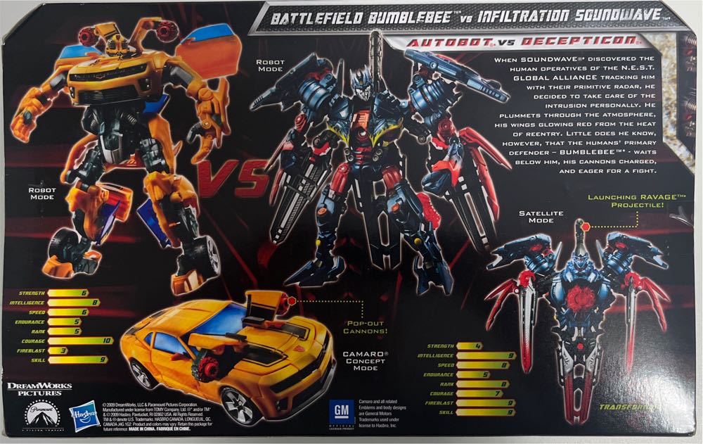 Battlefield Bumblebee and Infiltration Soundwave - Hasbro (Transformers: Revenge Of The Fallen) action figure collectible [Barcode 653569483502] - Main Image 2