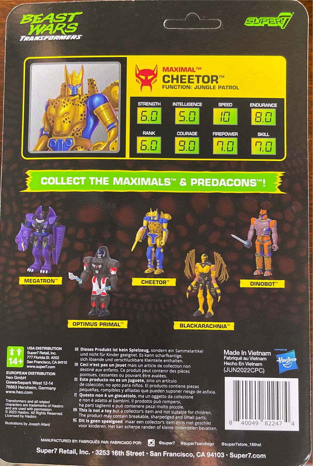 Cheetor - Super7 (Transformers Beast Wars Reaction) action figure collectible [Barcode 840049822474] - Main Image 2