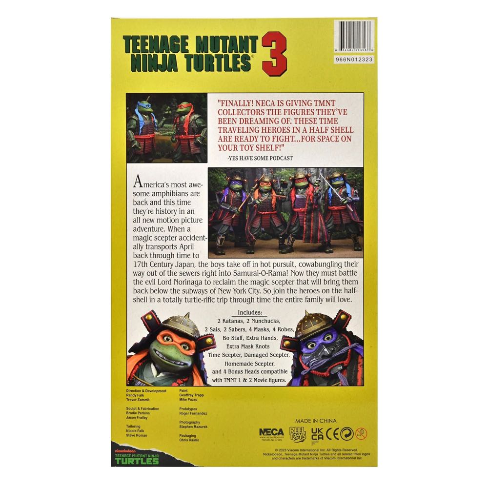 TMNT - Samurai Turtles 4-Pack (Donatello, Leonardo, Michelangelo & Raphael) - NECA - NECA, Inc. (Teenage Mutant Ninja Turtles III) action figure collectible [Barcode 634482543566] - Main Image 3