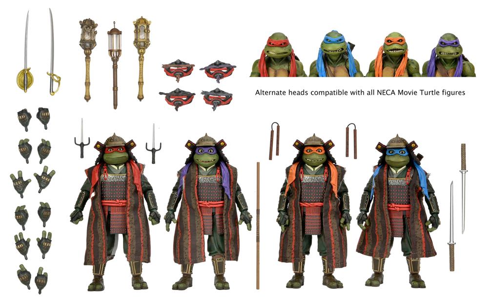 TMNT - Samurai Turtles 4-Pack (Donatello, Leonardo, Michelangelo & Raphael) - NECA - NECA, Inc. (Teenage Mutant Ninja Turtles III) action figure collectible [Barcode 634482543566] - Main Image 4