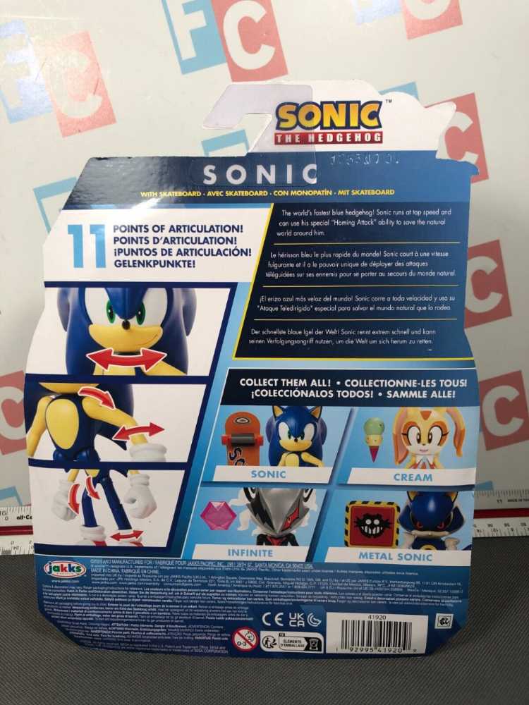 Sonic: Sonic with Skateboard - JAKKS Pacific, Inc. (Sonic The Hedgehog) action figure collectible [Barcode 192995419209] - Main Image 4