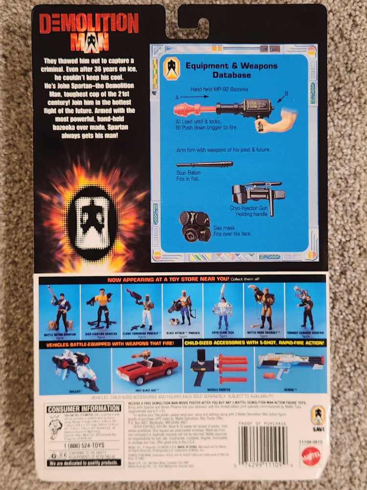 Demolition Man - Bazooka Attack Spartan - Mattel (Demolition Man) action figure collectible [Barcode 074299111099] - Main Image 2