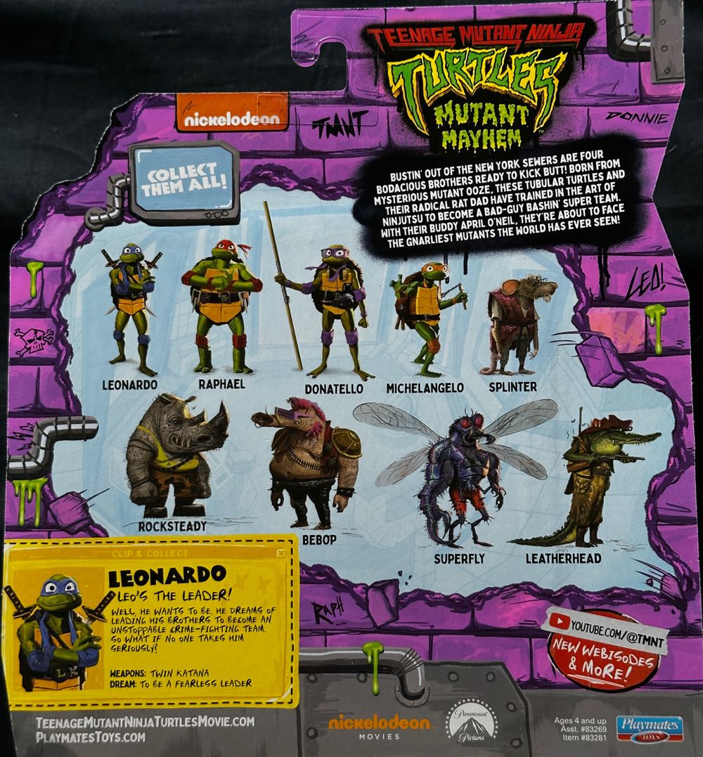 Leonardo - Playmates Toys (Teenage Mutant Ninja Turtles: Mutant Mayhem) action figure collectible [Barcode 043377832812] - Main Image 2