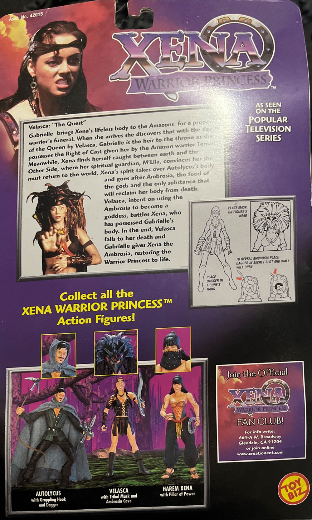 Velasca Toy Biz Velasca Tribal Mask & Cave Toybiz Xena The Warrior Velasca Amazon Warrior Princess Velasca With Tribal New Sealed Toy Xena Warrior Poseable Ambrosia Vintage W Nib In Box Figure! - Toy Biz action figure collectible [Barcode 035112420170] - Main Image 3