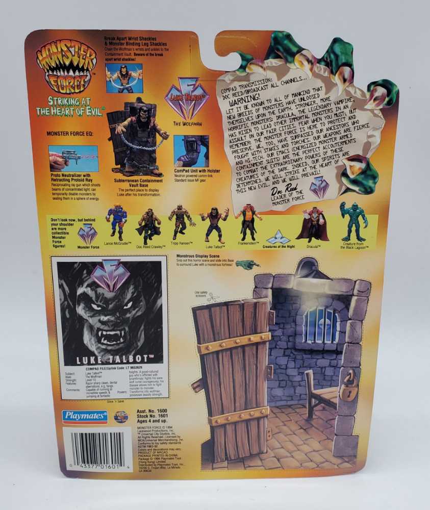 Playmates Toys Monster Force Luke Talbot The Wolfman  action figure collectible [Barcode 043377016014] - Main Image 2