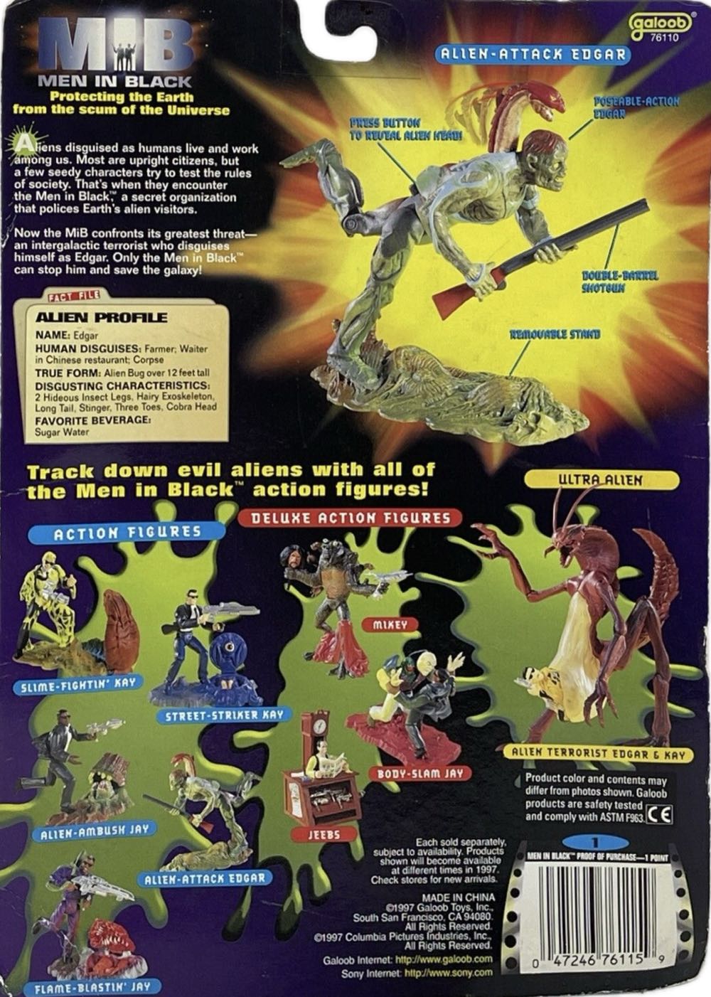 Alien-Attack Edgar - Galoob (Men In Black) action figure collectible [Barcode 047246761159] - Main Image 2