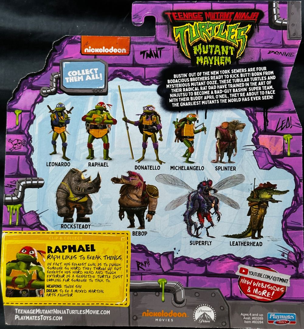 Raphael - Playmates Toys (Teenage Mutant Ninja Turtles) action figure collectible [Barcode 043377832843] - Main Image 2