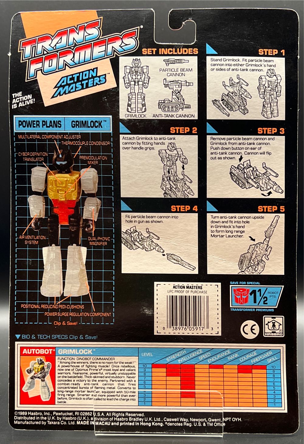 Grimlock w/Anti-Tank Cannon - Hasbro (Transformers G1 ActionMasters) action figure collectible [Barcode 038976059173] - Main Image 2