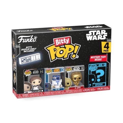 Star Wars 4-pack Princess Leia R2-d2 C-3po & Mystery Chase Figure Styles May Vary 4-pack  (Funko Bitty Pop!) action figure collectible [Barcode 889698715126] - Main Image 1