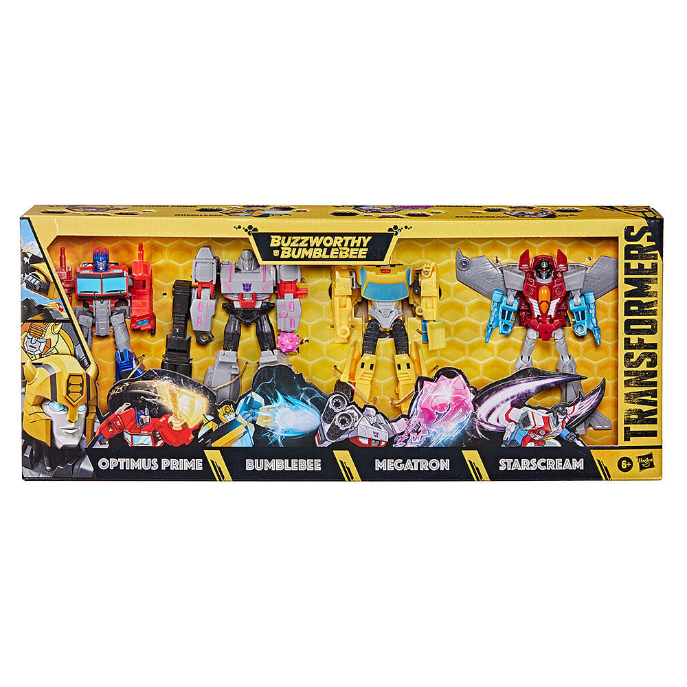Transformers Cyberverse Bumblebee, Optimus Prime, Starscream, Megatron Buzzworthy 4 Pack - Hasbro (Transformers Cyberverse) action figure collectible [Barcode 5010993891610] - Main Image 4