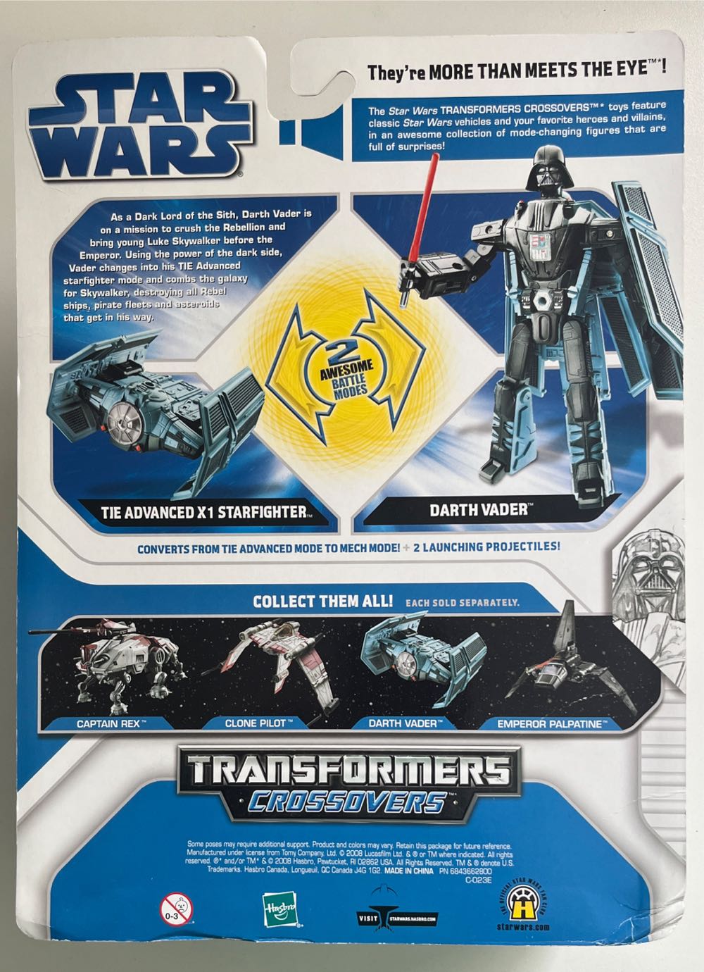 Hasbro Star Wars Transformers Darth Vader to Tie Advanced X1 Starfighter - Hasbro (Transformers: Crossovers) action figure collectible [Barcode 653569356950] - Main Image 2
