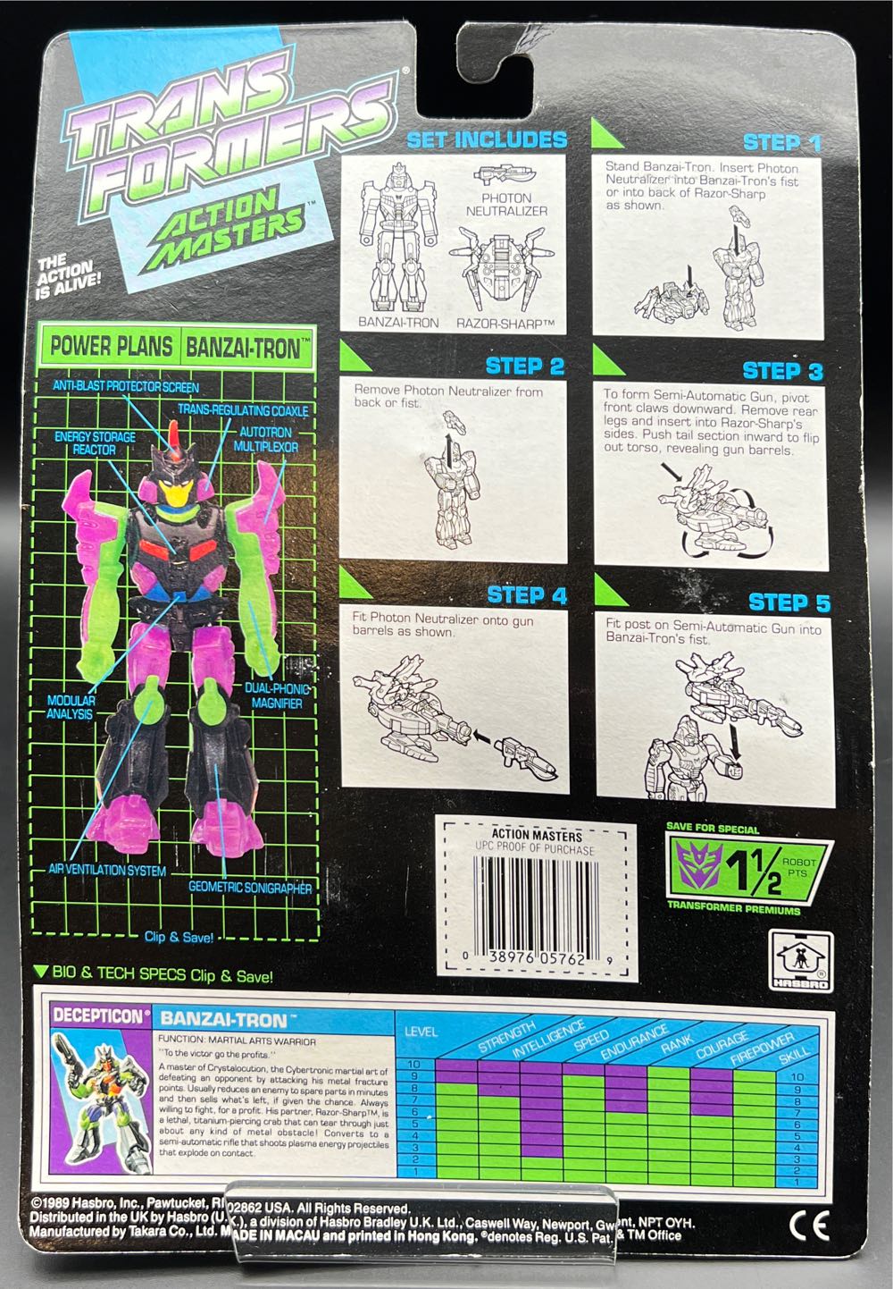 Bonzai-Tron with Razor-Sharp - Hasbro (Transformers G1 ActionMasters) action figure collectible [Barcode 038976057629] - Main Image 2