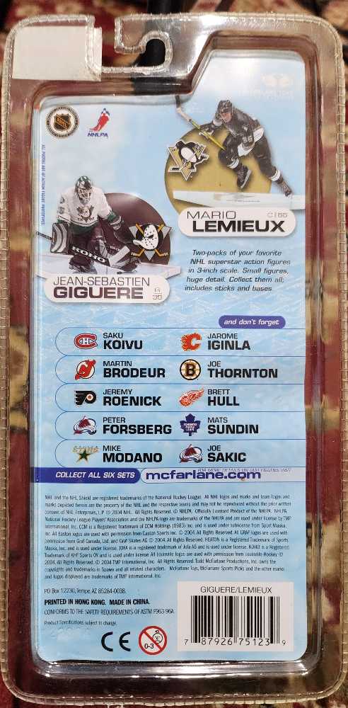 Mcfarlane Mario Lemieux Pittsburgh Penguins Giguere Anaheim Ducks Mini Mcfarlane Nhl Stars Mario Sebastien Pack Jean & 2 3 Inch Two J. S. 3” Hockey - McFarlane action figure collectible [Barcode 787926751239] - Main Image 2
