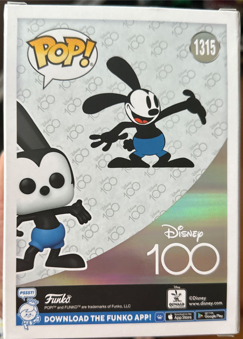 Oswald The Lucky Rabbit (1315) Funko Pop! Disney: Disney 100 Chase  action figure collectible [Barcode 889698679527] - Main Image 2