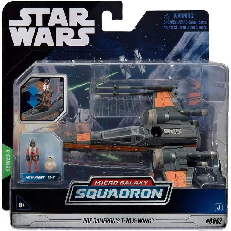 Poe Dameron’s T-70 X-Wing - Disney / Jazwares (Micro Galaxy Squadron (Starfighter Class)) action figure collectible [Barcode 191726479352] - Main Image 3