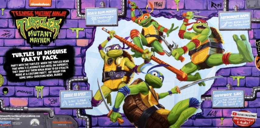 TMNT Teenage Mutant Ninja Turtles: Mutant Mayhem Turtles In Disguise Party Pack - Playmates (Teenage Mutant Ninja Turtles Mutant Mayhem) action figure collectible [Barcode 043377833420] - Main Image 2