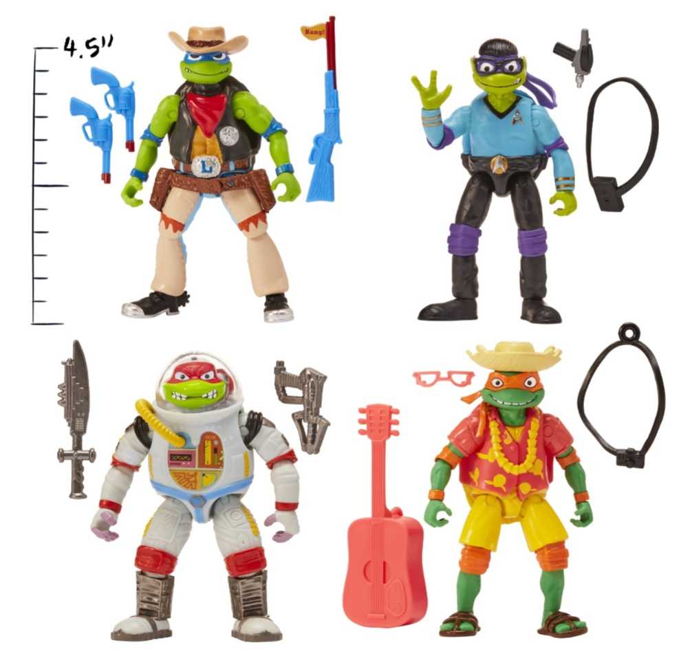 TMNT Teenage Mutant Ninja Turtles: Mutant Mayhem Turtles In Disguise Party Pack - Playmates (Teenage Mutant Ninja Turtles Mutant Mayhem) action figure collectible [Barcode 043377833420] - Main Image 3