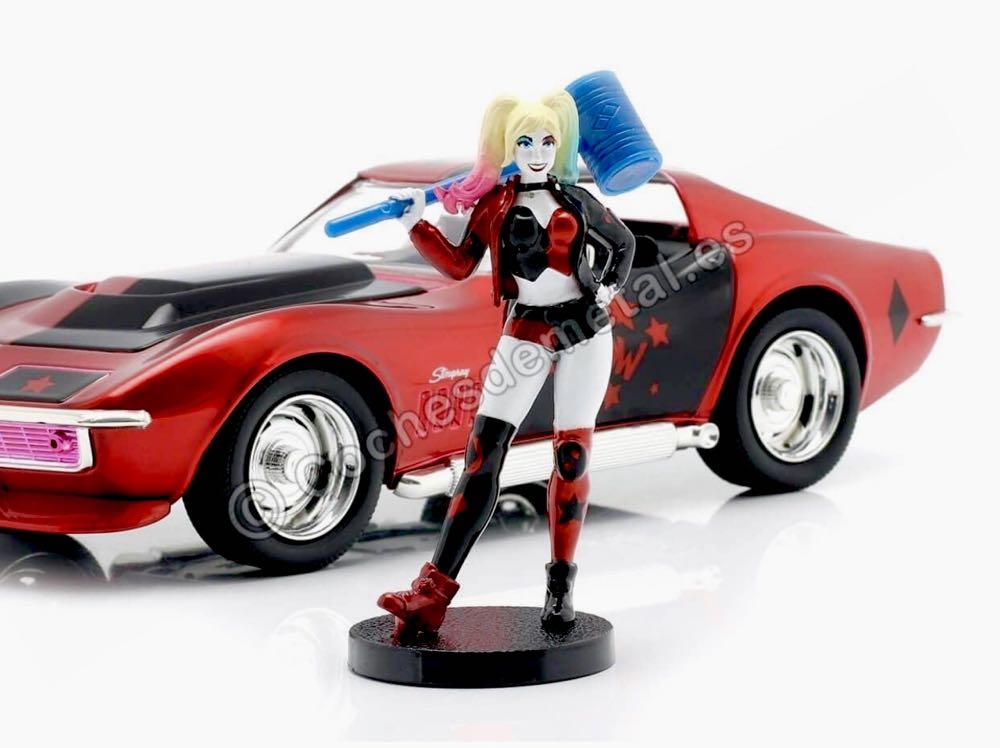 Jada 1:24 Harley Quinn & 1969 Chevy Corvette Stingray Die-cast - JADA TOYS, Inc. (Harley Quinn) action figure collectible [Barcode 801310311967] - Main Image 4