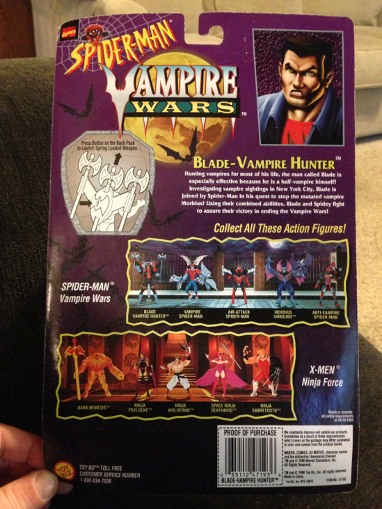 Spiderman Vampire Wars: Blade- Vampire Hunter - Toy Biz (From The Animated Series) action figure collectible [Barcode 1037177471936] - Main Image 2