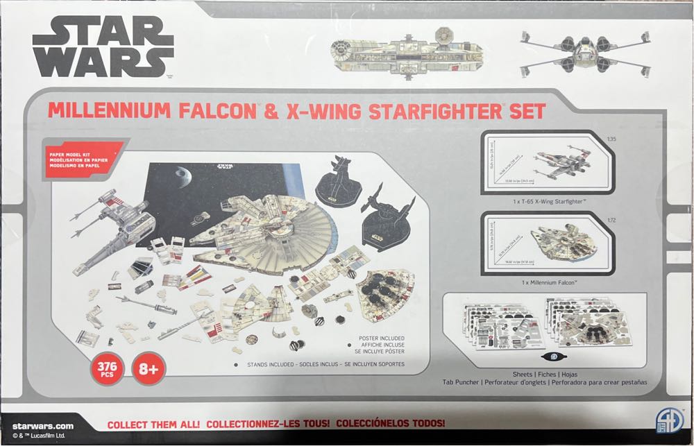 Star Wars: Millenium Falcon Starfighter Set Model Kit Disney Star Wars Millennium Falcon & Starfighter Paper Model 3d Kit 376 Pcs Wing X New Puzzle Fighter And Twin 4d  action figure collectible [Barcode 714832200407] - Main Image 2