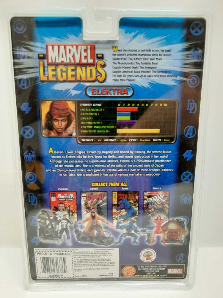 Elektra  - Toy Biz (Marvel: Legends: 6”) action figure collectible [Barcode 086892703762] - Main Image 2
