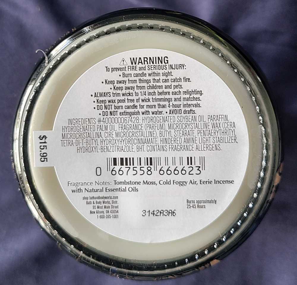 CANDLE: Halloween Bath & Bodyworks Moonlit Graveyard Single Wick 2023 - Bath & Bodyworks Candle (Halloween Candles) action figure collectible [Barcode 667558666623] - Main Image 2