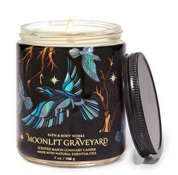 CANDLE: Halloween Bath & Bodyworks Moonlit Graveyard Single Wick 2023 - Bath & Bodyworks Candle (Halloween Candles) action figure collectible [Barcode 667558666623] - Main Image 4