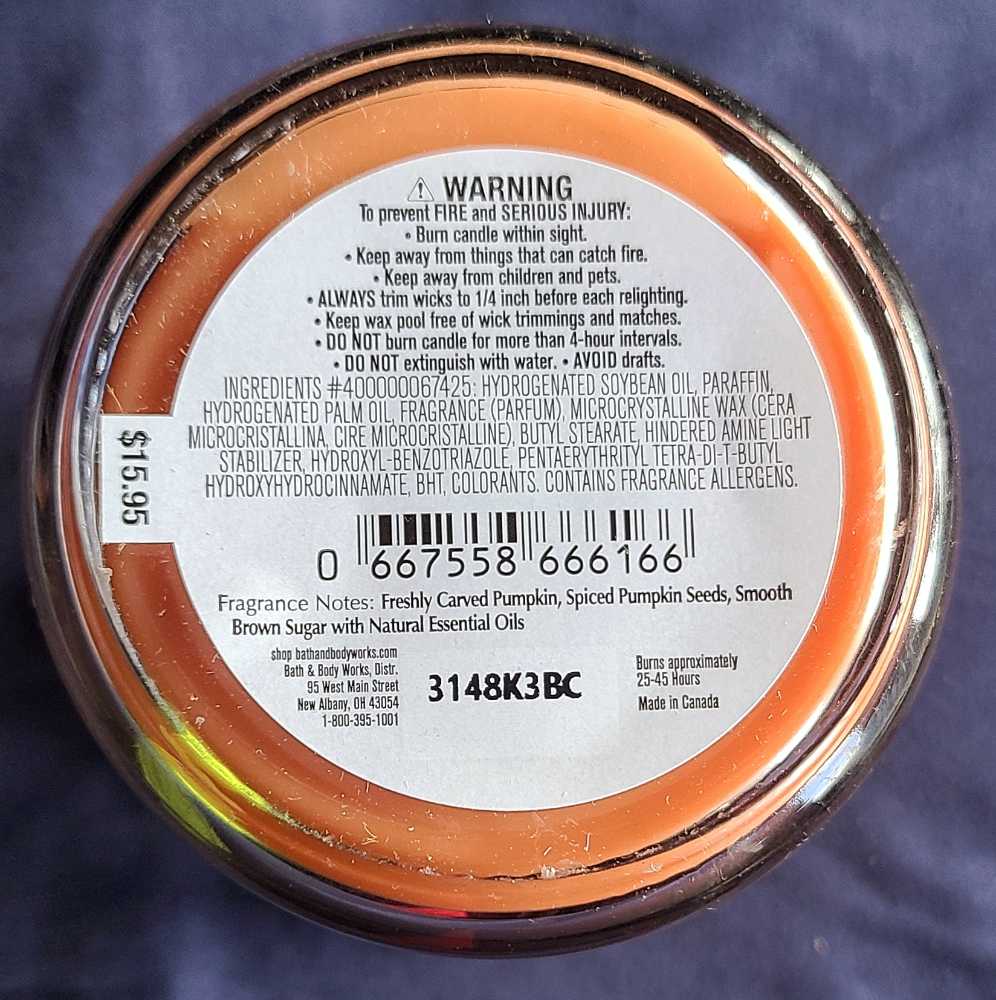 CANDLE: Halloween Bath & Bodyworks Pumpkin Carving Single Wick 2023 - Bath & Bodyworks Candle (Halloween Candles) action figure collectible [Barcode 8601732666766] - Main Image 2