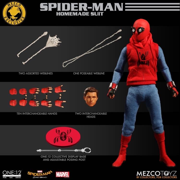 Spider-man Homemade Suit - Mezco ONE:12 (Spider-man Tom Holland) action figure collectible - Main Image 2
