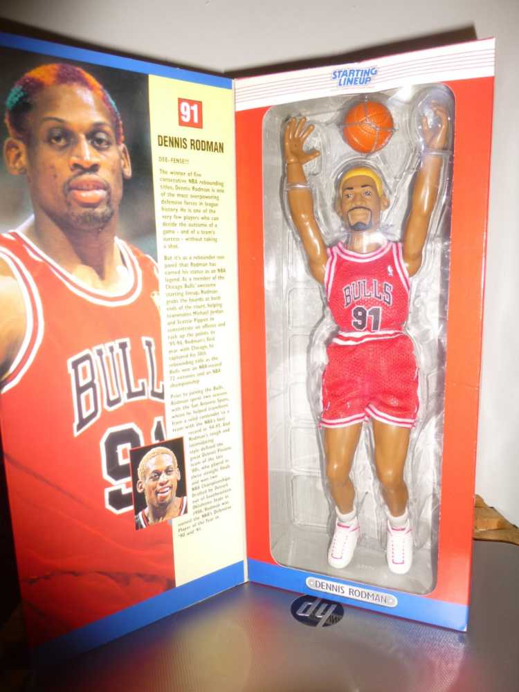 Kenner Starting Lineup Basketball Dennis Rodman Chicago Bulls Starting Lineup Fully Poseable Edition Collectible Nba 14” Doll  action figure collectible [Barcode 076281277714] - Main Image 2