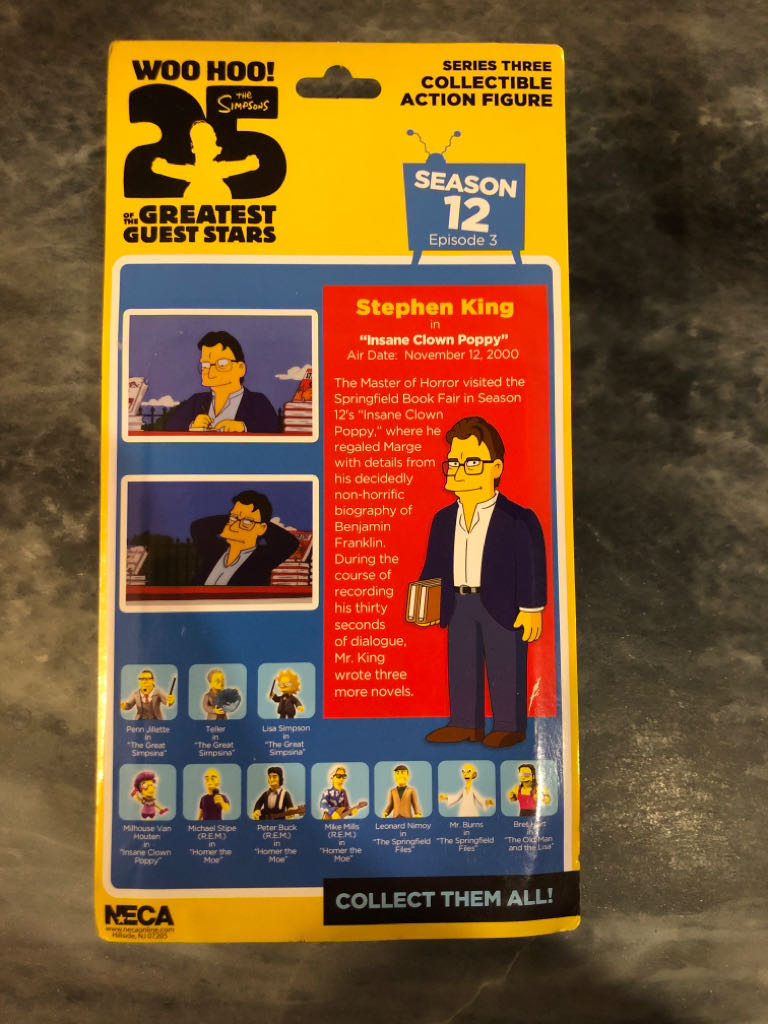 Stephen King - Neca (Simpsons 25 Th Guest Stars) action figure collectible [Barcode 634482160534] - Main Image 2