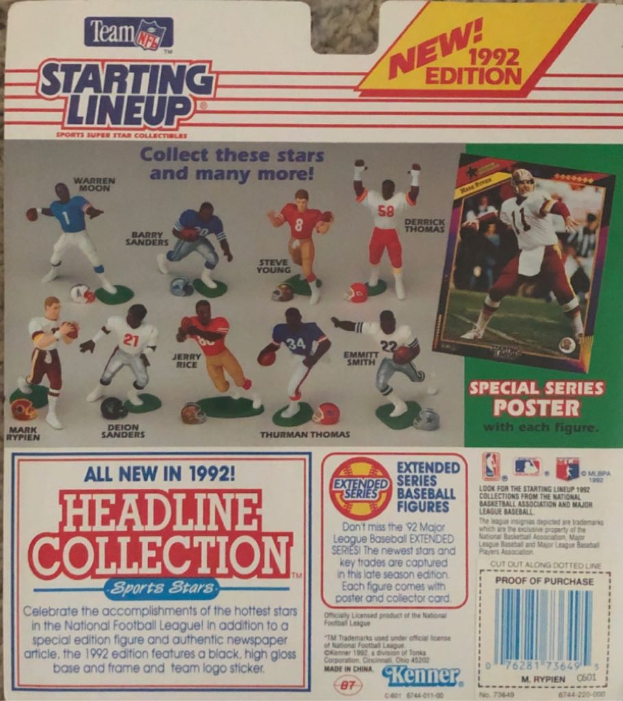 Mark Rypien - Kenner (Starting Lineup Headline Collection) action figure collectible [Barcode 076281736495] - Main Image 2